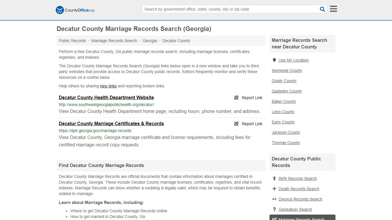 Decatur County Marriage Records Search (Georgia) - County Office