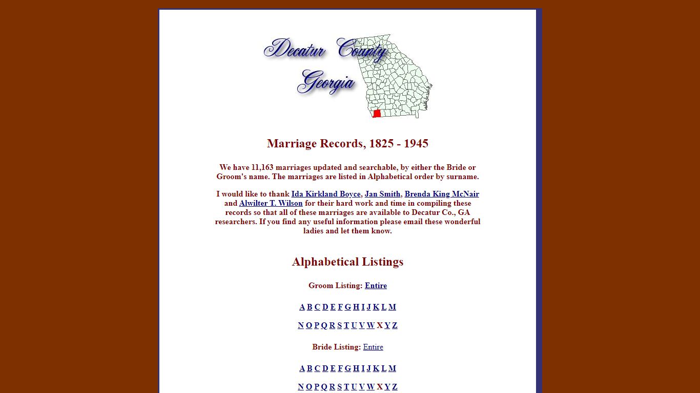 Decatur County GAGenWeb, Marriage Records